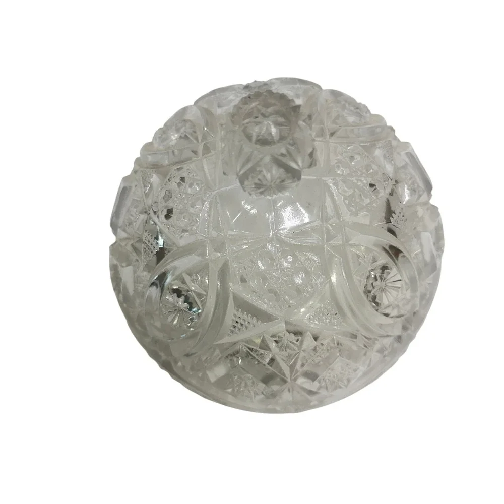 Vintage Clear Pressed Glass Domed Butter Dish Pinwheel Starburst Scalloped Edge‎